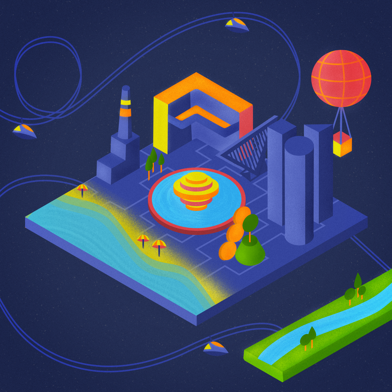 Futuristic isometric Tel Aviv