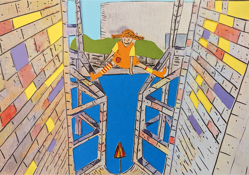 Pippi between Tel Aviv buildings